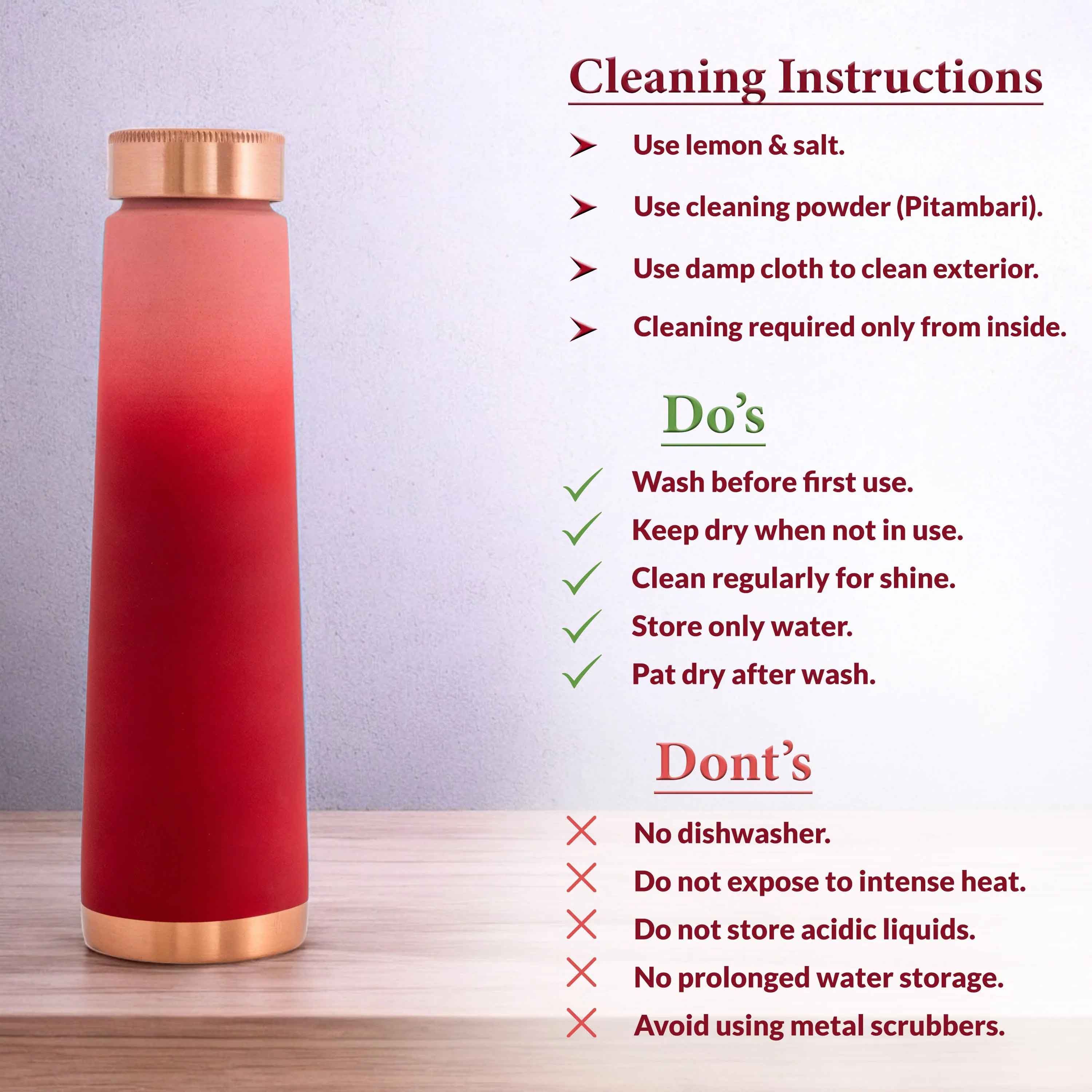 Pure copper bottle with pyramid shape and eye, catching colors red - 800 ML 162